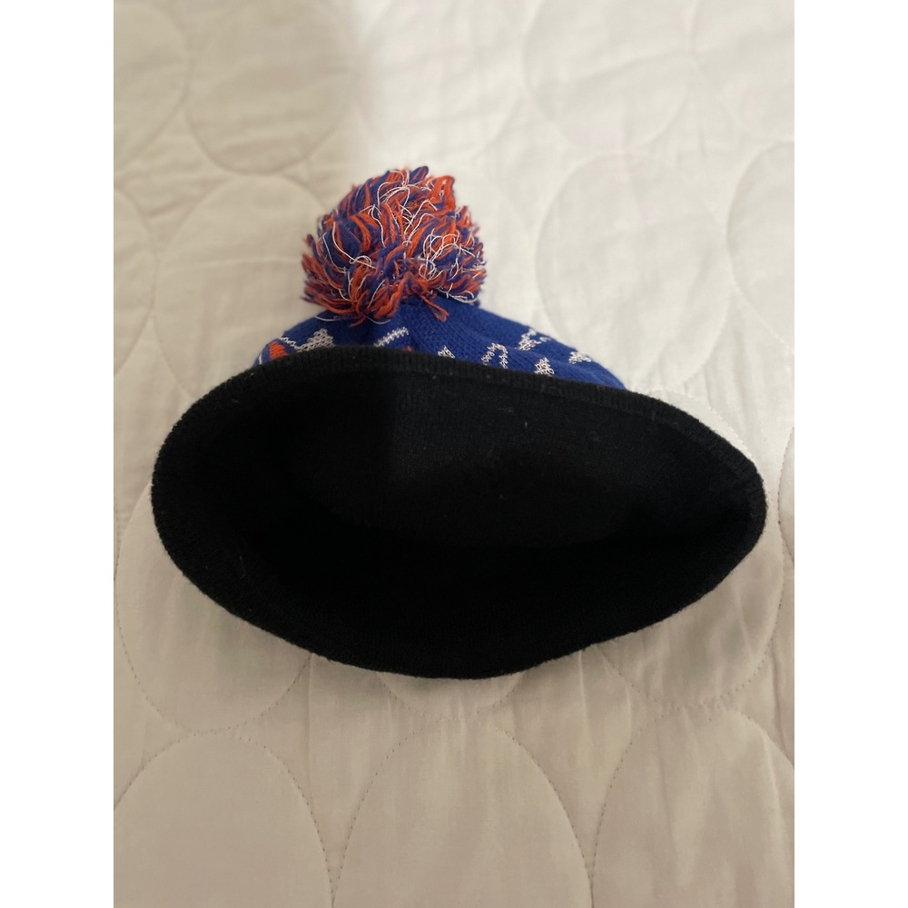 New York Knicks New Era Beanie Hat Blue Orange Snowflake Fair Isle Pom Knit Cap - Picture 5 of 5